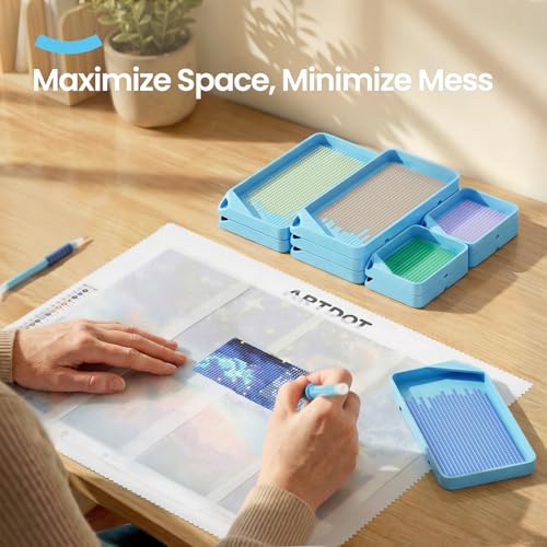 ARTDOT Interlocking Diamond Art Trays Kits for Adults, Stackable Diamond Painting Accessories and Tools(Blue) - Image 3
