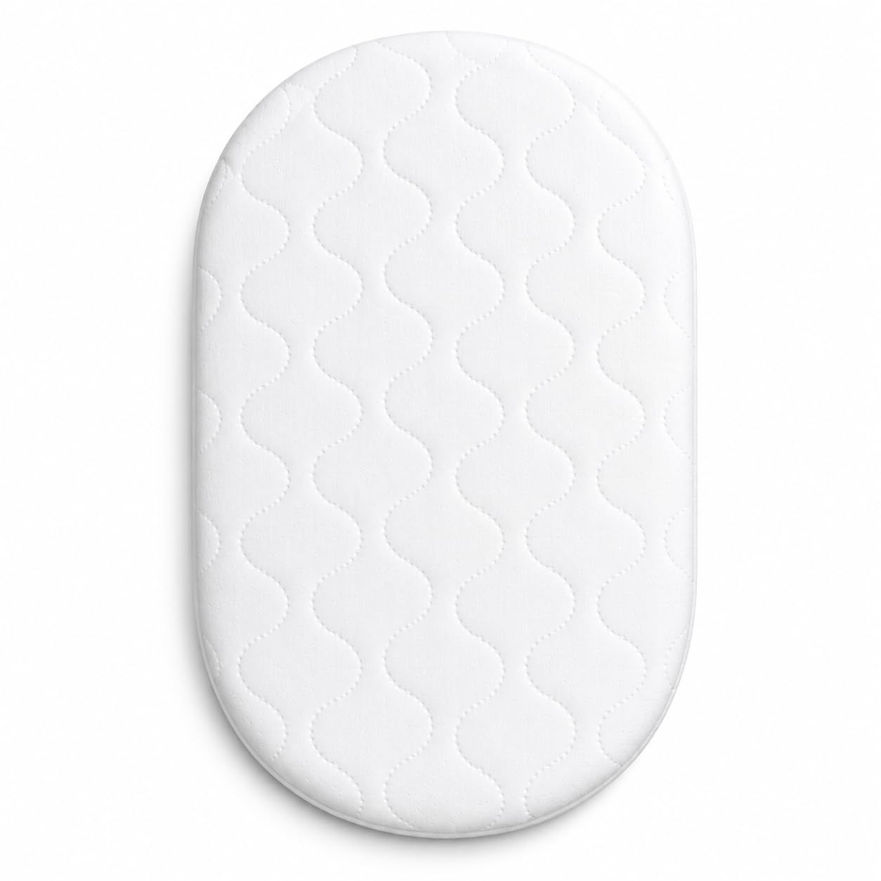 Quest-Mart Moses Basket Mattress for Baby Bassinet, Breathable Mattress with Removable Cover, Hypoallergenic Oval Infant Mattress Pad for Newborn Moses Basket & Baby Crib (White, 74 x 30 x 4 cm)