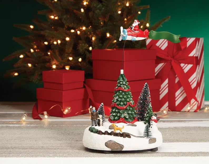 Sporty's Aviation Gifts Musical LED Santa Christmas Fly-by Display, with Lights and Sounds, Battery Powered, 10