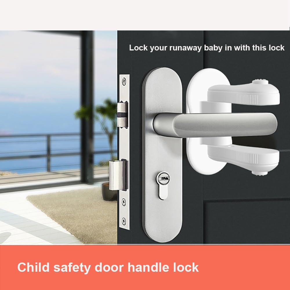 Zabezpieczenie przed dziećmi klamki do drzwi, zabezpieczenie przed dziećmi, mocny klej 3M, trwały materiał ABS, bez wiercenia, blokada uchwytu dla dzieci i małych dzieci