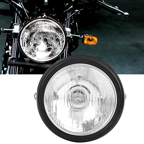Terisass faro per motocicletta stile retrò moto tondo anteriore a LED faro in lega nera conchiglia bianca lente motore lampada frontale per CG125 GN125