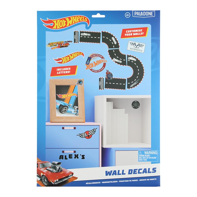 Hot Wheels Personalised Kids' Room Wall Decals, Officially Licensed Playroom Decorations, Includes Speedway Roads, Cars - Image 3