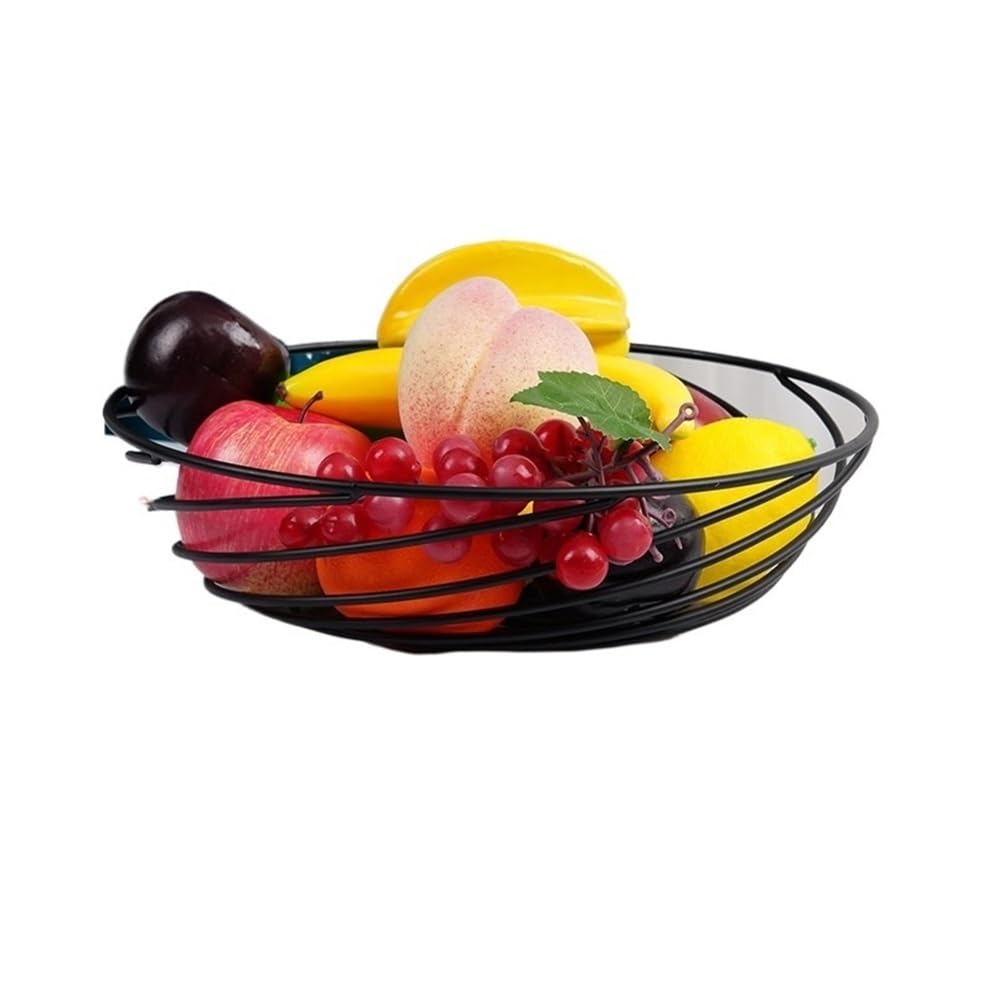 Fzl02068lm Black Fruit Bowl Metal Fruit Bowl, Openwork Basket For Snack Vegetable Towels Versatile(Black)