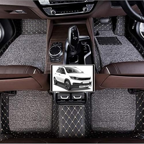 Image of Vahan Expo Premium 7D Car Mat Full Set for TATA Tiago Petrol AMT (2021-2022) || Luxury Leather Double-Stich 7D Car Floor Mat Complete Set || 100% Waterproof and Washable || Black
