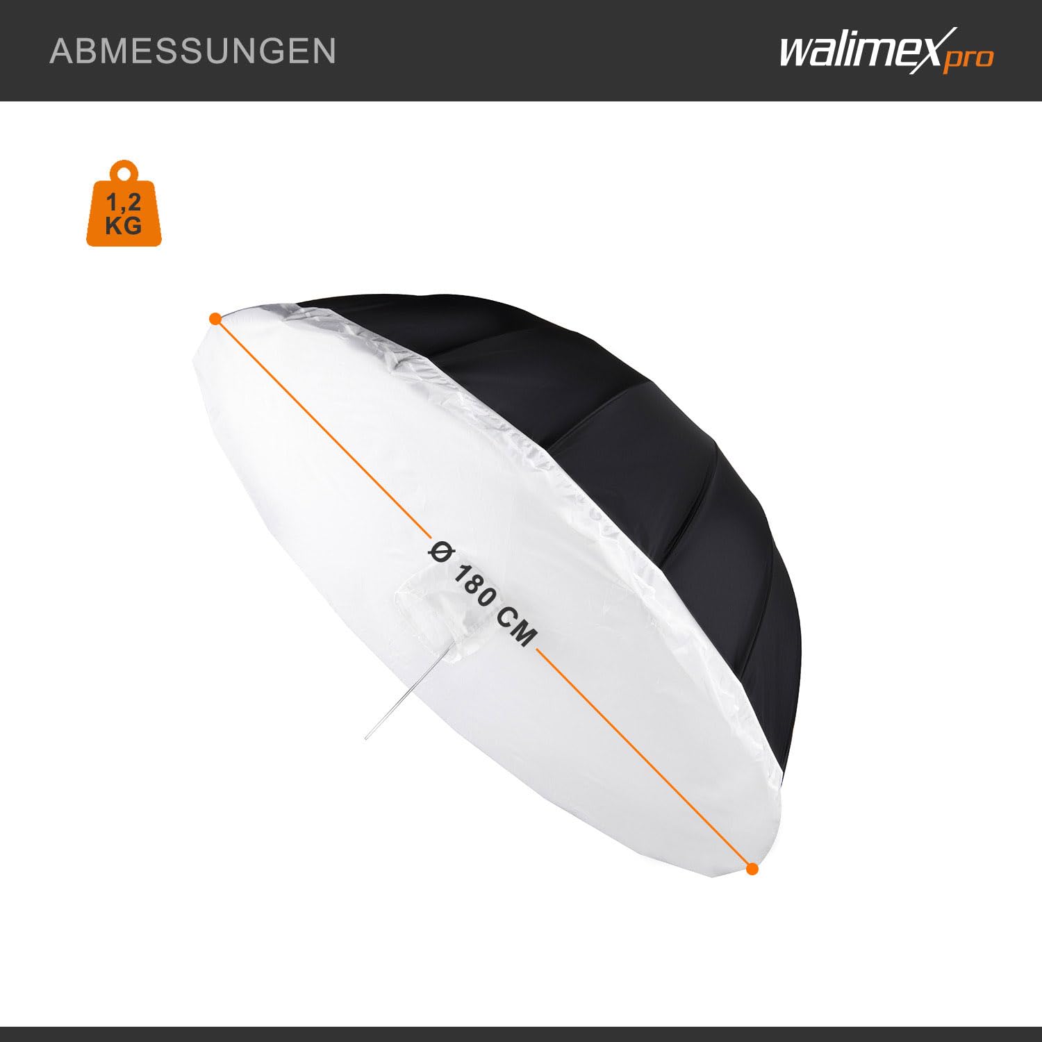 Walimex Reflex Umbrella Set Ø180cm - Design 2 in 1 per risultati professionali: ombrello Reflex e softbox ombrello in uno, compatto e versatile per gli spostamenti