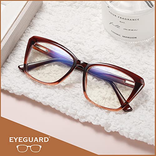 Image of EYEGUARD Blue Light Reading Glasses for Women TR90 Cat Eye Computer Eyeglasses Fashion Spring Hinge Readers