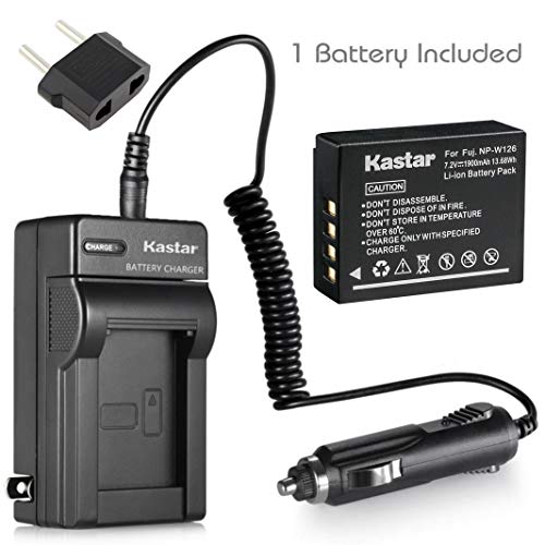 Kastar Battery 1-Pack + Charger for Fujifilm NP-W126 NP-W126s BC-W126 and Fuji HS30EXR