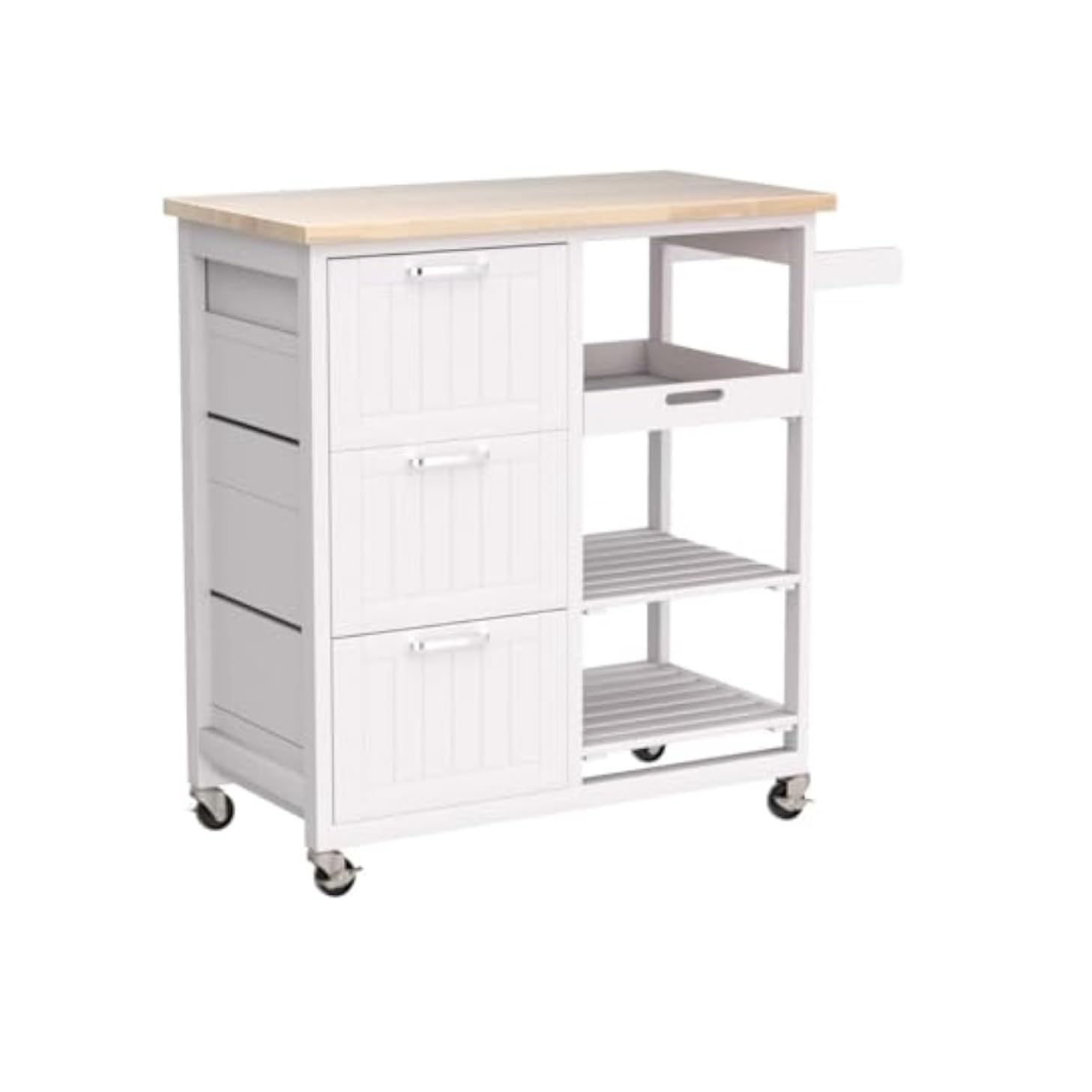 Magazzinaggio Carrelli da cucina stile isola Barre industriali e carrelli di servizio rotolano su ruote for pratici stoccaggio in bianco