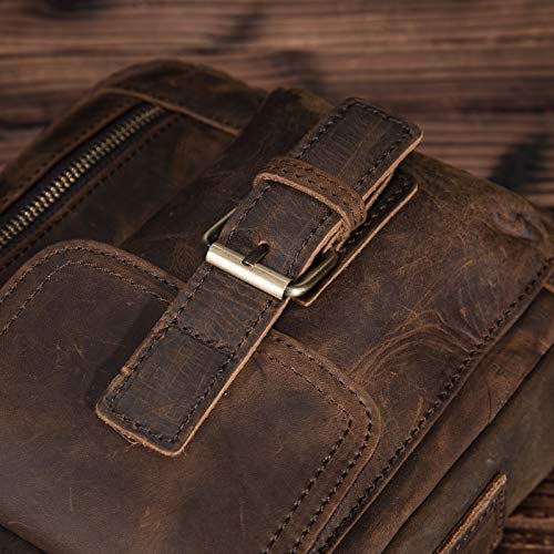 Le'aokuu Men Genuine Quality Leather Casual Small 8" Tablet Messenger Shoulder Satchel Bag 20704