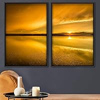 2 Piece Framed Canvas Wall Art Sunset Canvas Prints Home Artwork Decoration for Living Room,Bedroom - 16