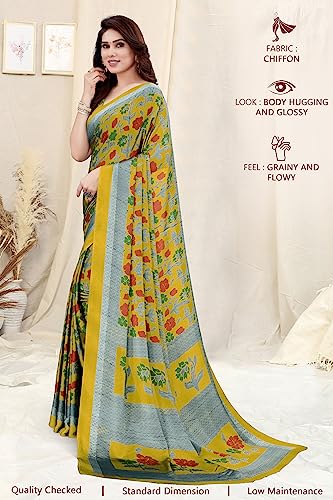 Image of MIRCHI FASHION Saree for Woman Chiffon Floral Printed | Lightweight Daily Wear Women's Sari with Unstitched Blouse Piece (Available in 20 Colors)