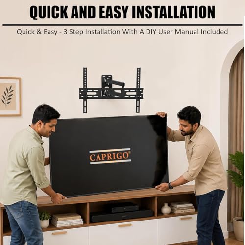 Image of Caprigo Full Motion TV Wall Mount Bracket for 26 to 50 Inch LED /HD /Smart TV's, Universal Heavy Duty TV Stand for Wall with Swivel Rotation & Tilt Adjustments (M472)