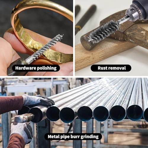 Image of 30 Pieces Bore Brush for Drill, Stainless Steel Wire Bore Brush with 1 /4 Inch HexShank, Assorted Size Drill Wire Cleaning Brush for Power Drill Impact Driver