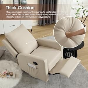 INZOY Glider Recliner Nursery Chair Swivel Rocker Recliner Nursing Chairs Swivel Glider Recliners with Soft Padded Backrest Fabric Manual Reclining Chair for Living Room Bedroom Apartment Beige