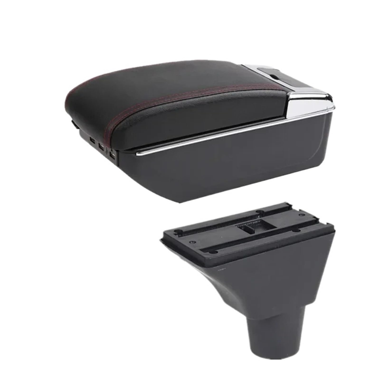 Umdjju D Red Line 7Usb For Citroen C3 For C4 Car Armrest Box Storage Interior Dedicated Retrofit Parts Accessories Car Centre Console Armrest Box(D Red Line 7Usb)