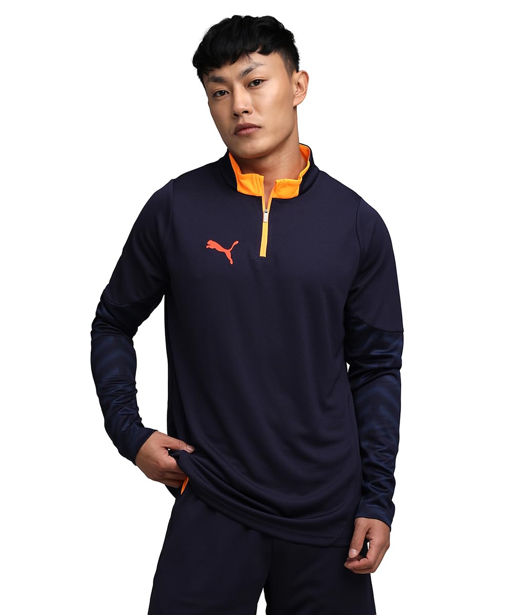 PUMA |individualCUP 1/4 Zip Men's Football Track Jacket | New Navy-Glowing Red-Heat Fire | S-image-23