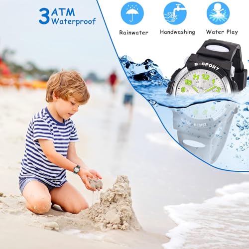 Image of Juboos Kids Watch Analog for Boys Girls, Childrens Waterproof Soft Strap Kids Time Teaching Quartz Wristwatch for Ages 5-15