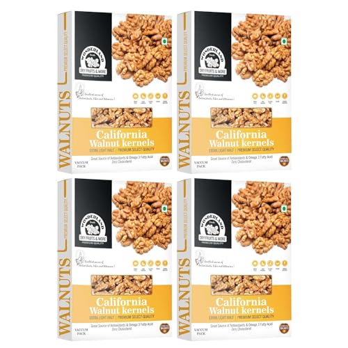 Image of WONDERLAND FOODS (DEVICE) 800 Gram (200G X 4) Dry Fruits California Walnut Kernels (Akhrot Giri) | Box Combo Pack