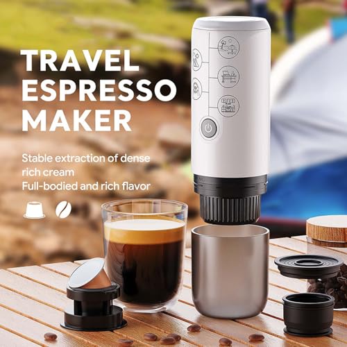 Zemusinet Tragbarer Espressokocher 2600 mAh wiederaufladbare Espresso-Kaffeemaschine Textur geeignet für Reisen und Camping – Bild 3