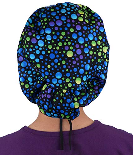 Image of Sparkling EARTH Riley Medical Scrub Caps with Flat Front and Roomy Back - Adjustable Cord Lock Closure