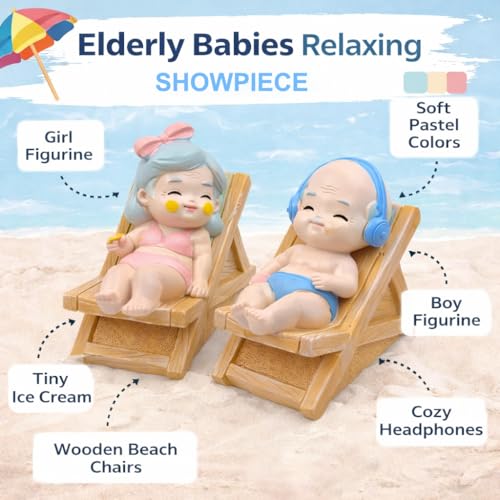 Image of CraftVatika Resin Old Couple Showpiece for Home Decor | Elderly Husband Wife Figurine for Parents & Grandparents | Decorative Tabletop Statue Birthday Valentine's Day Gift