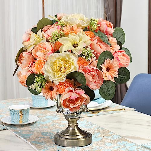 Artificial Flowers For Home Decor Indoor Faux Silk Flowers Fake Flowers Plant Diy Wedding Floral Arrangements Centerpiece Table Decorations Party Baby Shower Office Mothers Valentines Day Decor - Pink #TOP4