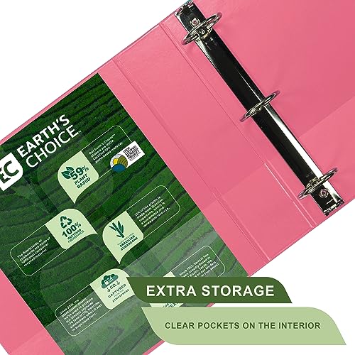 Image of Samsill Plant-Based 2 Inch Durable Round Ring, View Binder, Eco-Friendly, USDA Certified Biobased, 12-Pack, Berry Pink