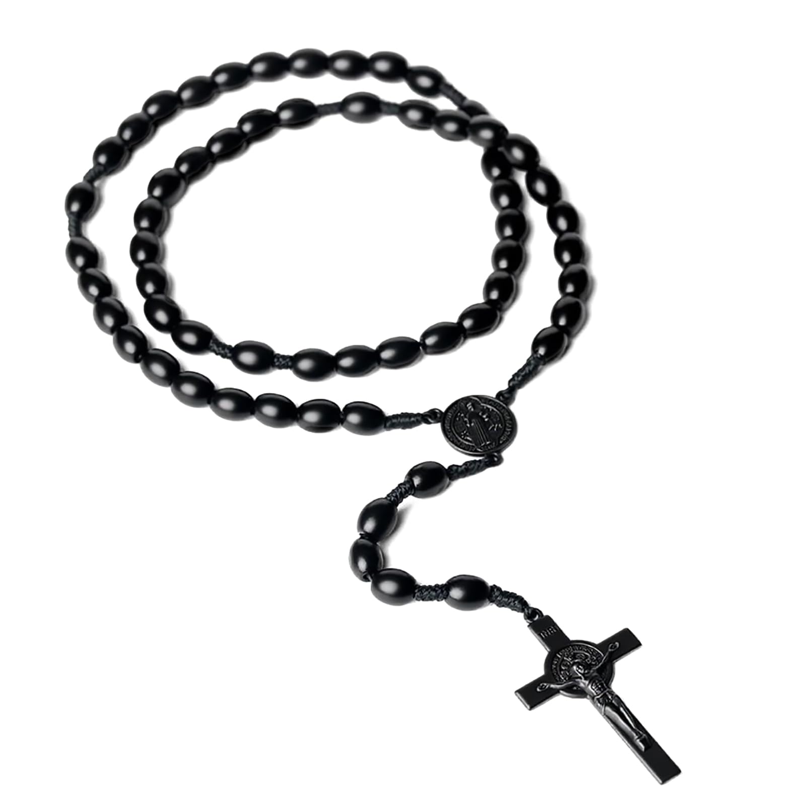 Chapelet en bois fait à la main avec perles catholiques et vintage en forme de croix - Chapelet chrétien et catholique