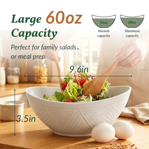 Homienly 9.6 inch Serving Bowls, Large Serving Dishes for Wedding Parties, 60 Oz for Salad, Side Dishes, Pasta, Oval Shape, Microwave & Dishwasher Safe, Set of 4, White - Image 3