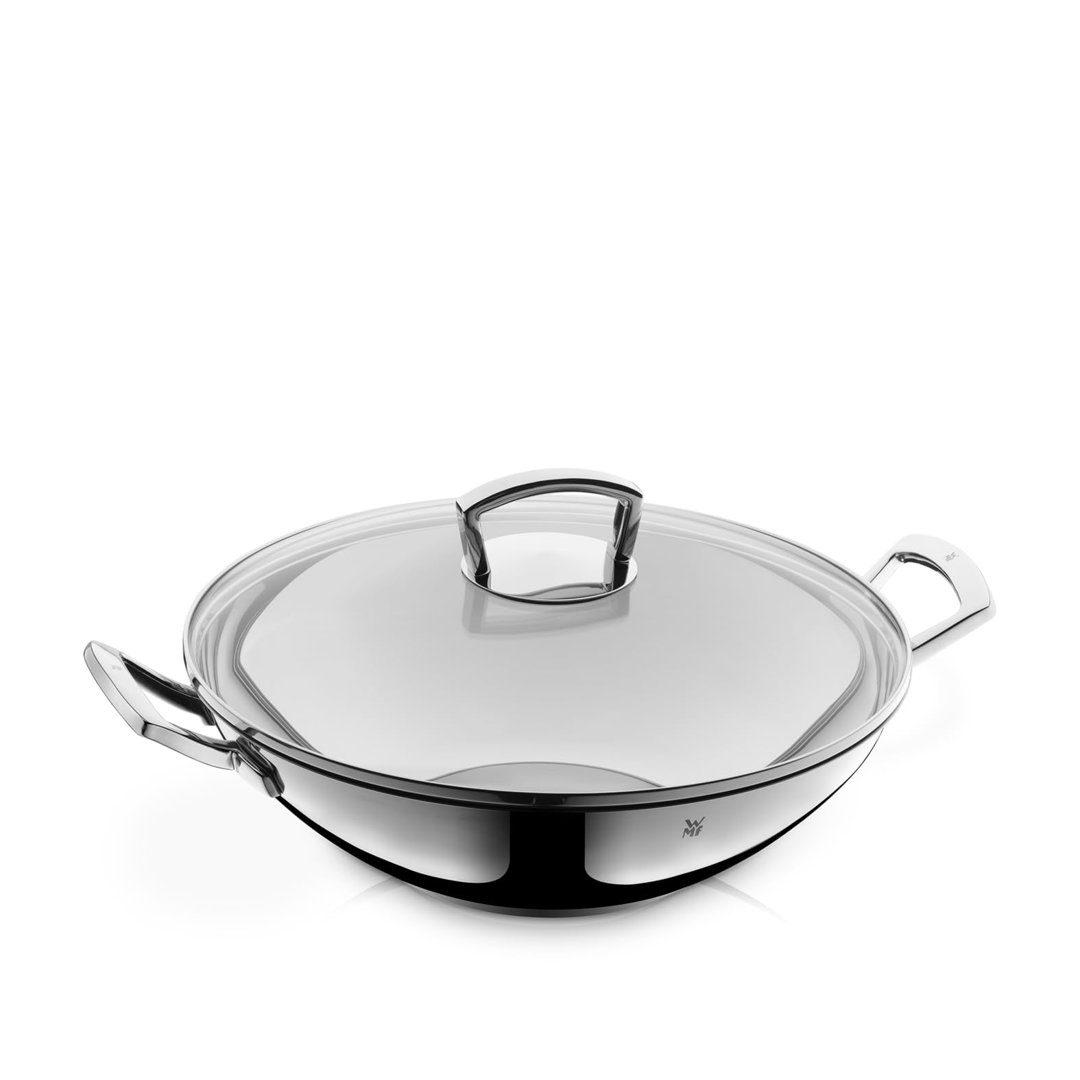 WMF – Set de Wok de 2 Piezas, Tapa de Cristal sin Recubrimiento, 36 cm de diámetro, Reborde Cromargan de Acero Inoxidable, Apto para inducción y para el lavavajillas