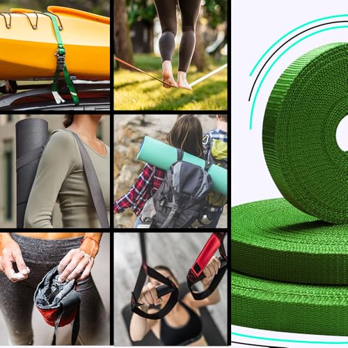 Image of TECEUM 3 /4 inch & 5 /8 inch & 1 inch & 1.5 inch & 2 inch Webbing - 10 25 50 Yards - 40+ Colors - Heavy Duty 1 Inch 1.5 Inch 2 Inch Backpack Straps - Webbing for Outdoors Indoors Crafting DIY