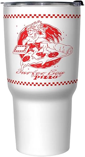 Netflix Stranger Things Surfer Pizza - Taza de viaje de acero inoxidable, 27 onzas, multicolor