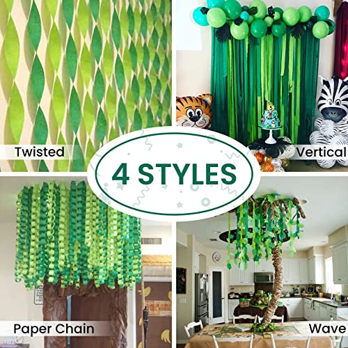 Image of PartyWoo Crepe Paper Streamers 6 Rolls 492ft, Pack of Lime Green, Gold Party Streamers for Birthday, Party, Wedding Decorations (1.8 Inch x 82 Ft /Roll)