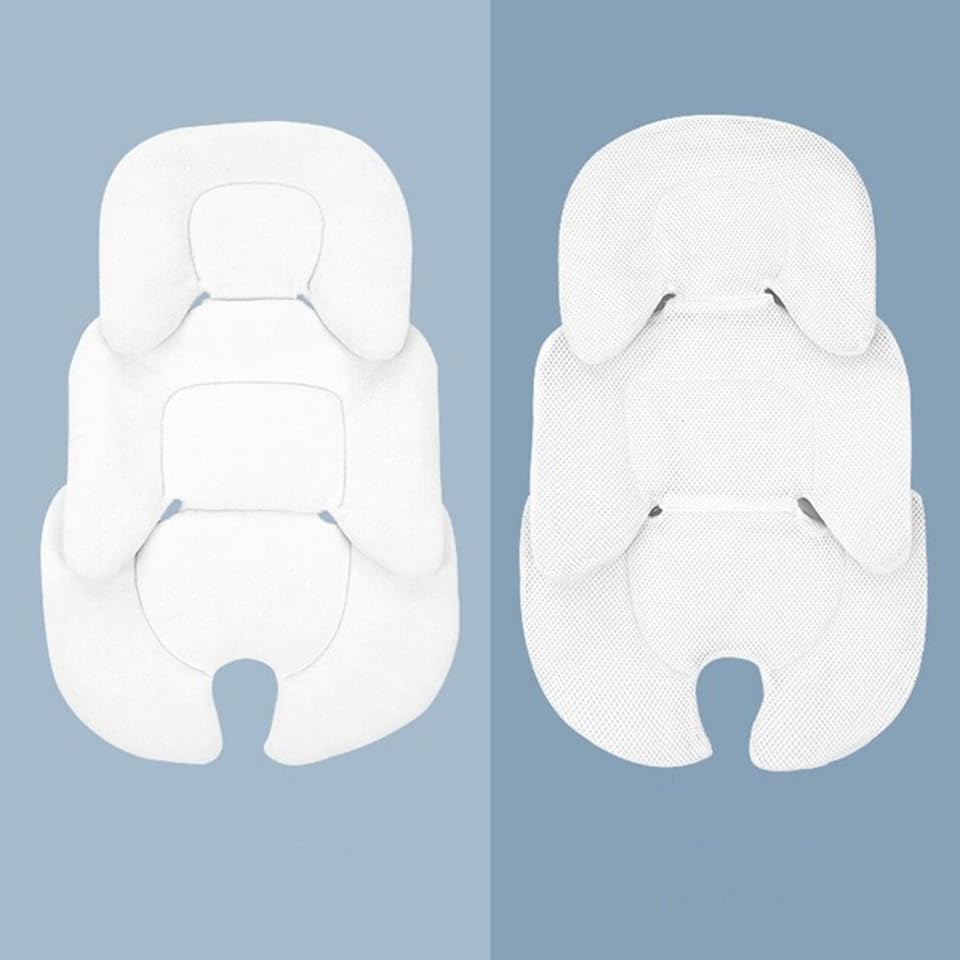 Azonee Baby Stroller Cushion Support Head Body, Kid Car Seat Pad Insert Cozy Sleeping Support Mat, Support Pillow Cushion For Newborn Infant Toddler Car Seat Pram Pushchair High Chair, White