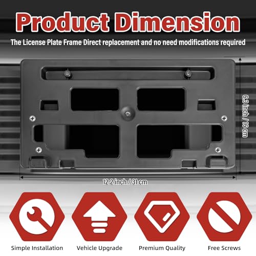 Image of License Plate Bracket Accessories for Ford Ranger 2019 2020 2021 2022 2023, Front Bumper License Plate Holder Replacement Frame Black Mount