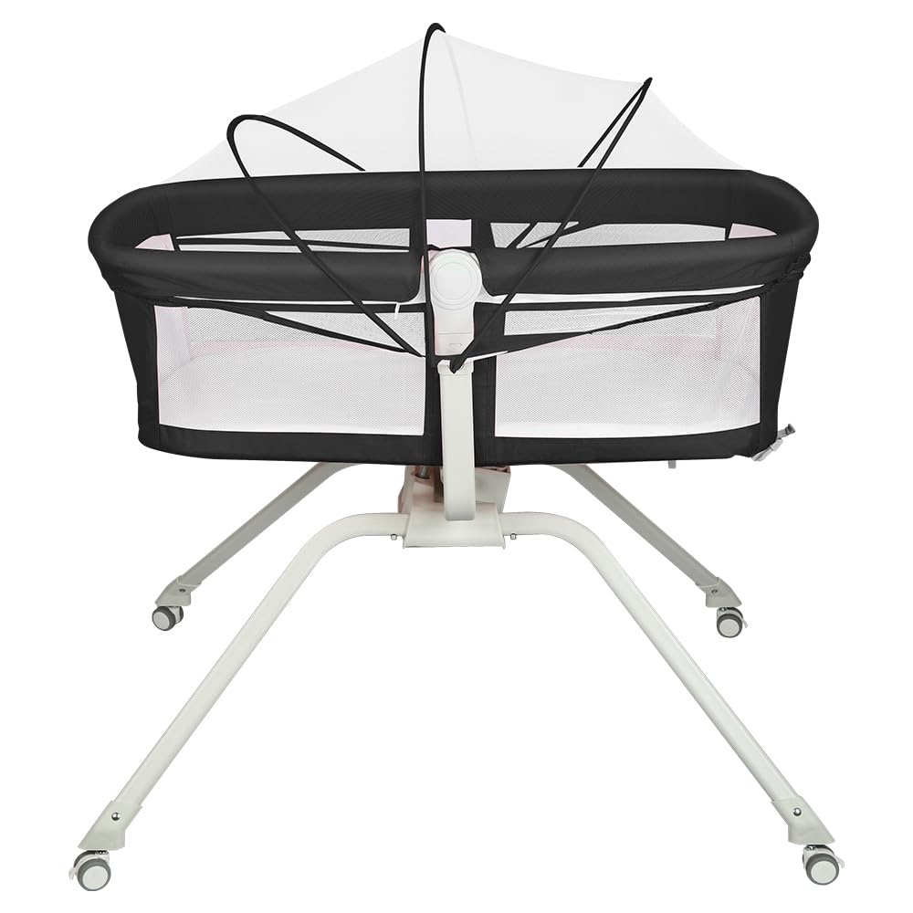 Kedia Babybetten mit Moskitonetz, Beistellbett mit Rollen, Reisebett Baby, Baby-Spielbett Höhenverstellbar, Tragbares Kinderreisebett (Schwarz - B)