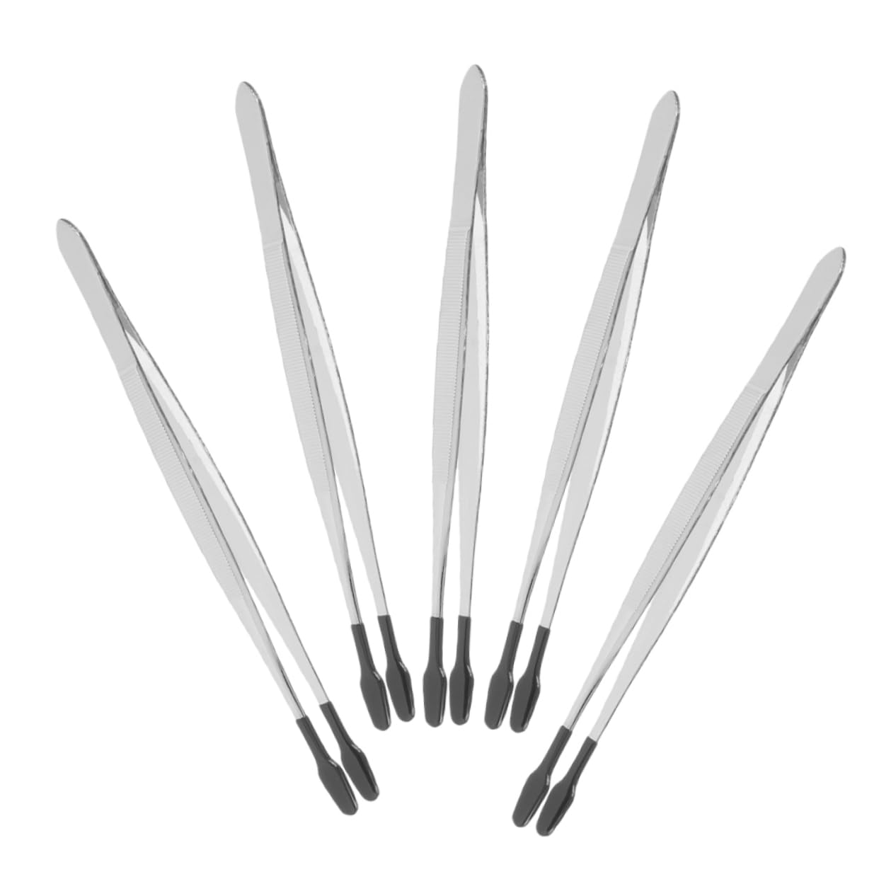Gogogmee Jewelry Crafts Tools 5pcs Stainless Steel Tweezers Flat Tweezers for Stamp Applicator