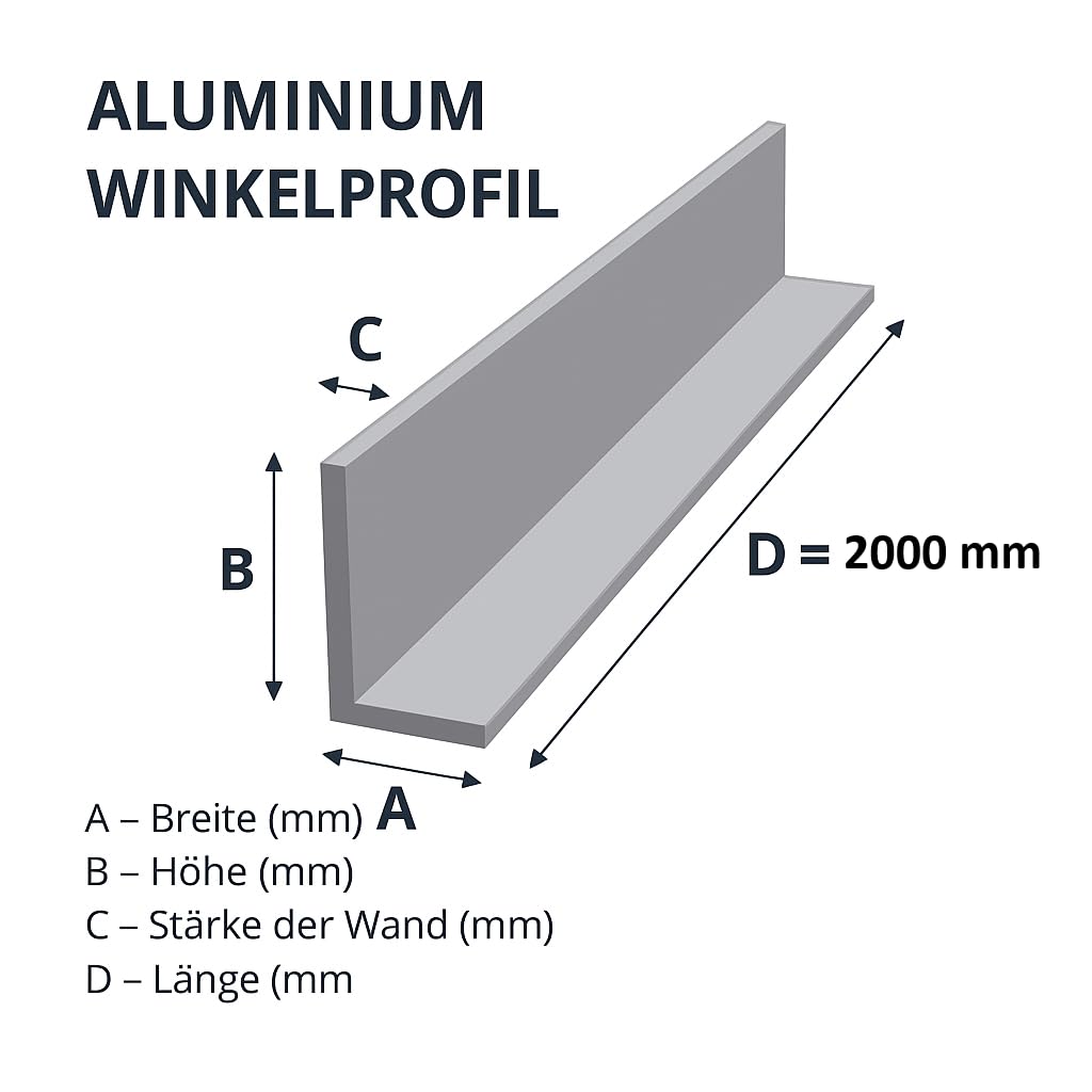 Profilé d'angle en aluminium L 60 x 30 x 2 mm Longueur 2000 mm Profilé en L