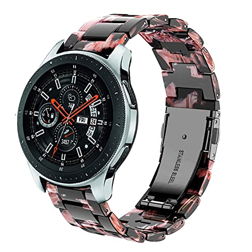SPINYE Band Compatible with Samsung Gear S3 Frontier/Classic/Galaxy Watch 46mm / Galaxy 3 45mm / Huawei Watch 3 / GT2 46mm, 22mm Colorful Resin Replacement Strap for Women Men (Black rose)