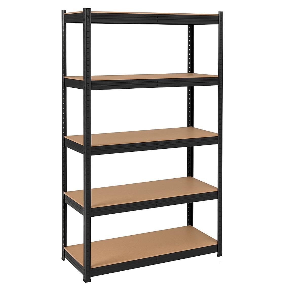 INTEC - Étagère de Rangement Charge Lourde 1500kg, 5 Niveaux Bois MDF, Métal Galvanisé - Rayonnage Garage/​Atelier/​Cave, 90x60x180cm, Montage Clipsable Facile