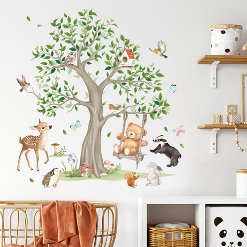 Vinilos decorativos de animales y árbol forestal grandes miniatura 2