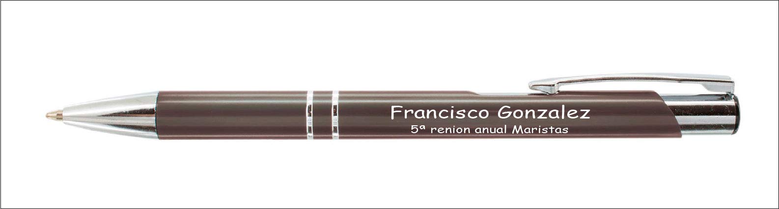 regalo grabado 24 Bolígrafos Metálicos Personalizados con Texto Individual | Pack de 24 bolígrafos metálicos con grabado láser individual en primera línea y común en segunda. Tinta azul tipo jumbo.
