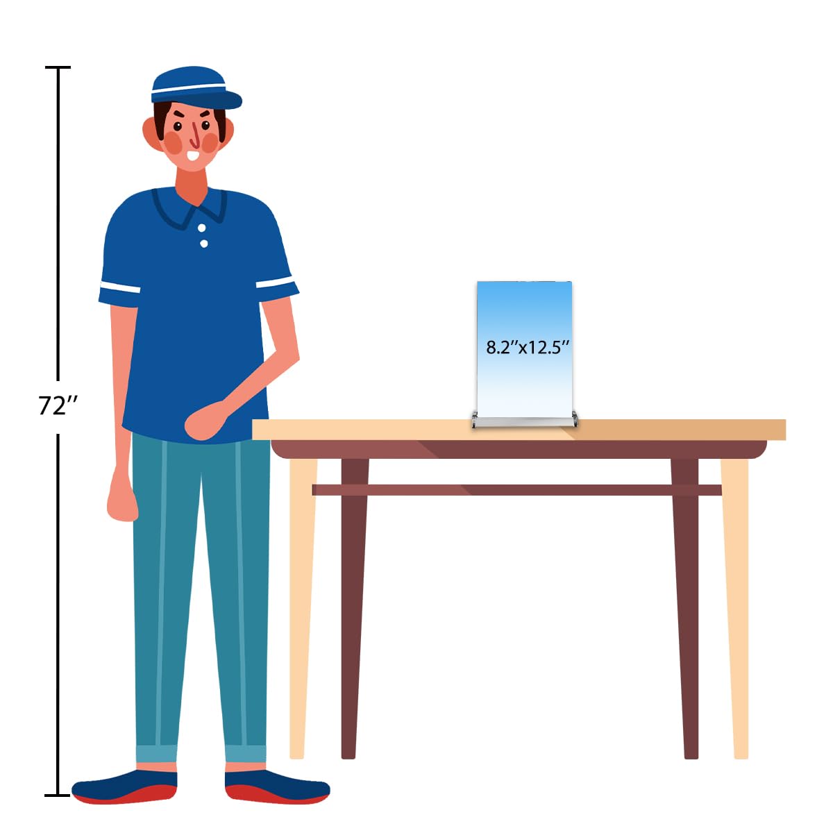 Custom Table Top Retractable Banner Display, 8.2x12.5 Inches, Custom Mini Roll-up Banner, Single or Double Sided, Pre-Assembled Stands, Full Color Printing, Table Sign