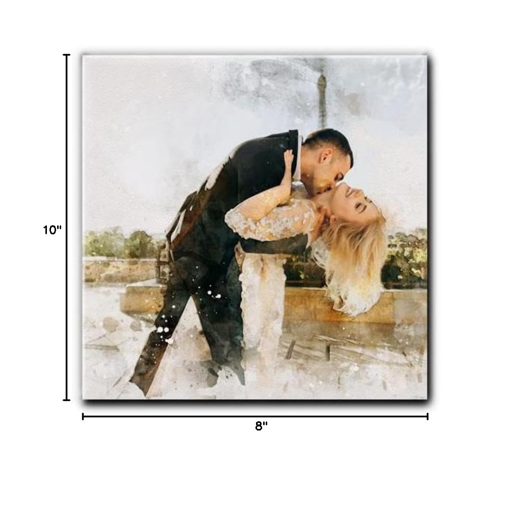 DROLLX Personalized Watercolor Portrait Canvas from Photo Custom Prints Wall Art customized picture gifts