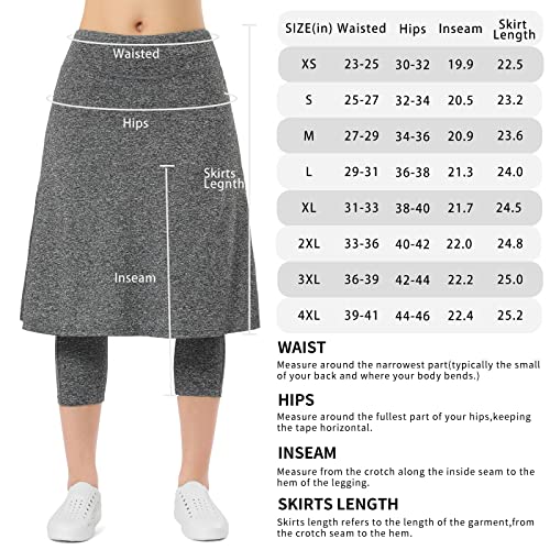 Women Knee Length Skirts With Leggings, Skirted Leggings Capris For Women Zipper Pockets(Grey M) #TOP3