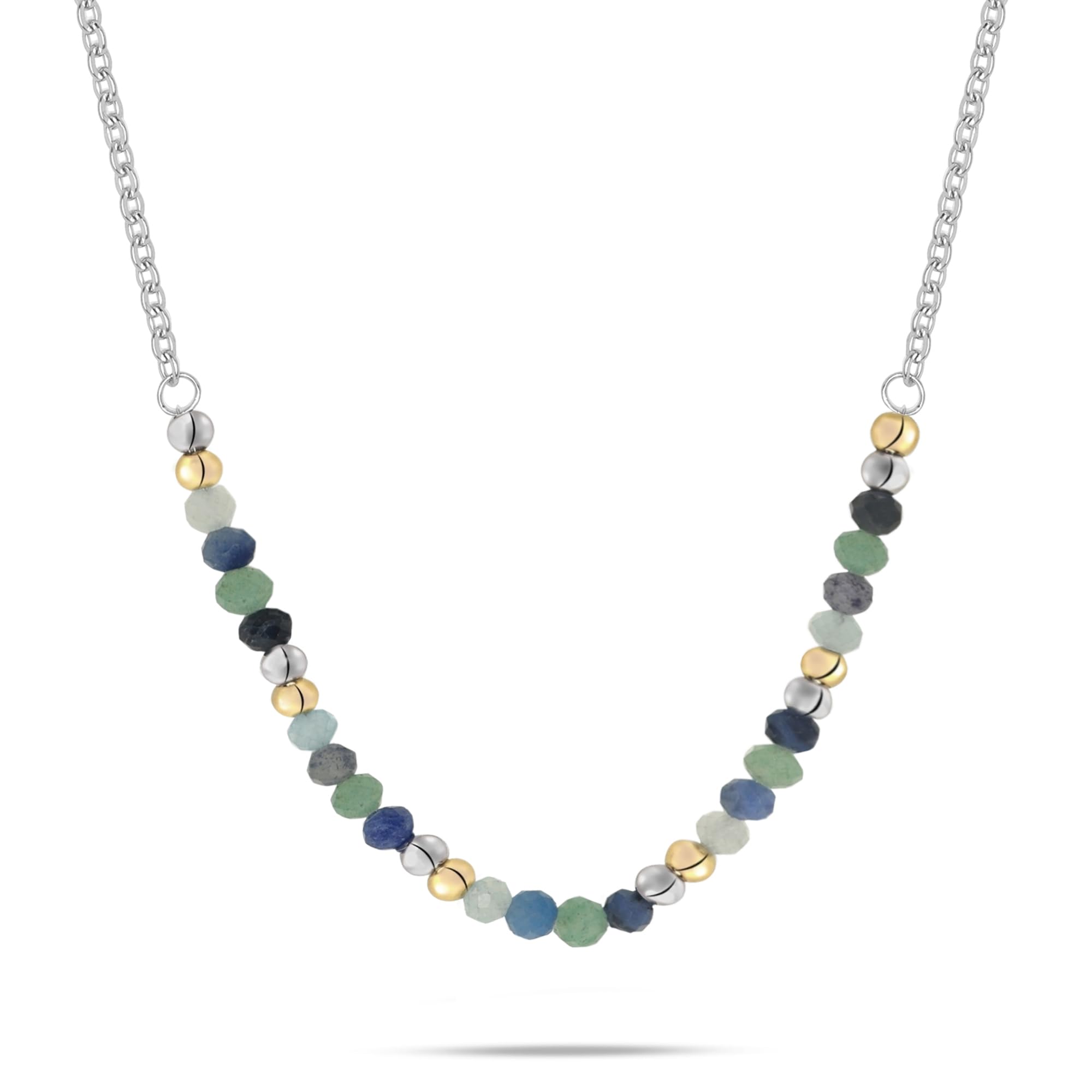 s.Oliver Necklace, elegant necklace made of polished stainless steel, silver, anchor chain, 47 cm, waterproof and skin-friendly