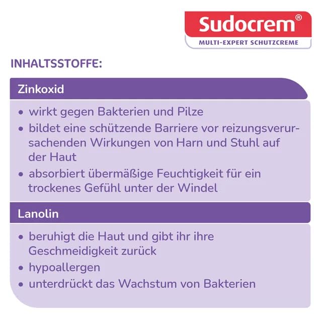 SUDOCREM - Regenerierende Windelsalbe, schützt empfindliche Babyhaut, speziell bei Windelausschlag (60g) 3