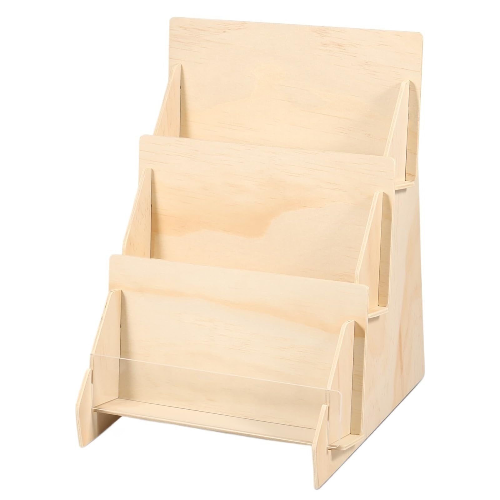 Huwoyg One Color Greeting Card Display Stand For Craft Show, Postcard Holder Sticker Wooden Tiered Rack For Cards