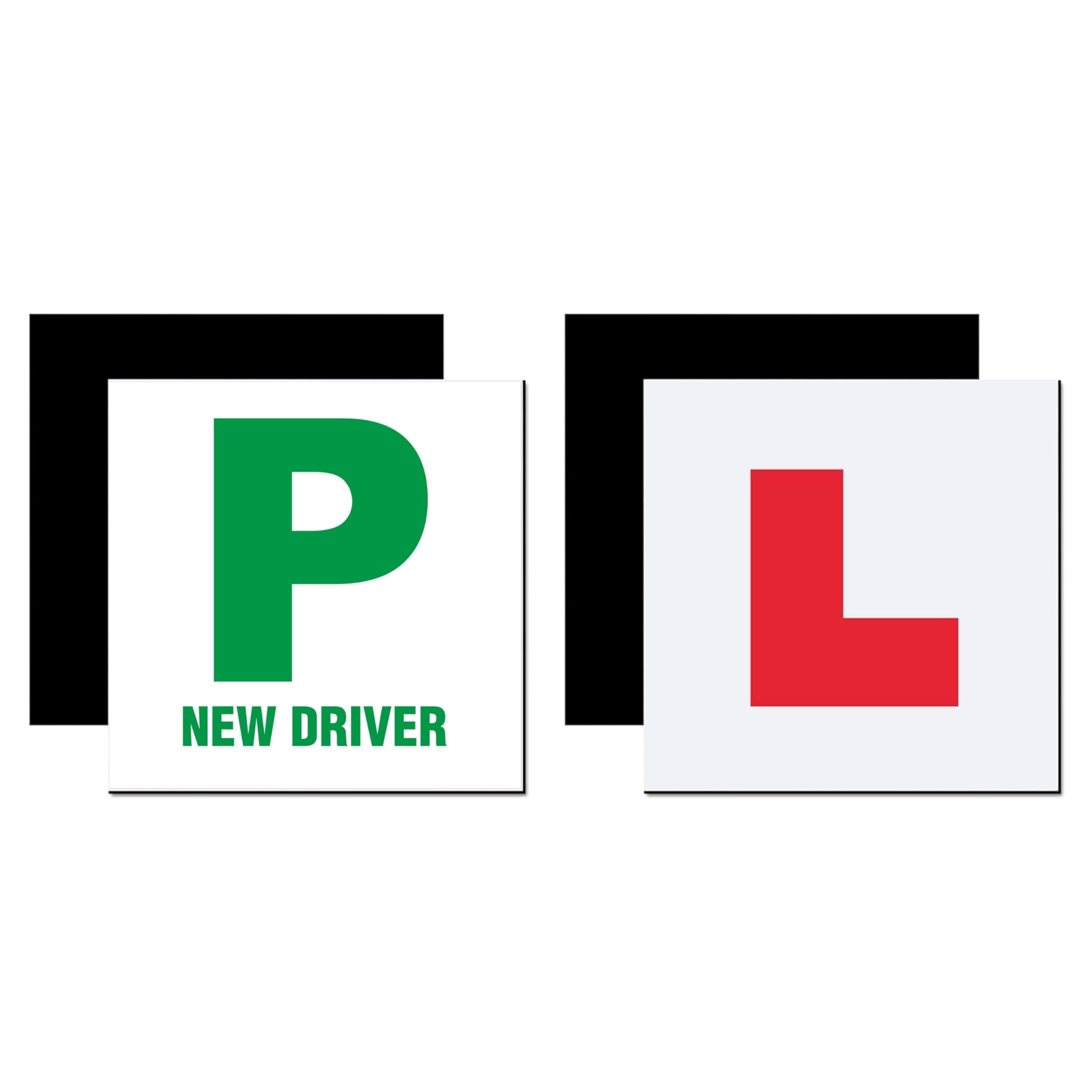 Tek Automotive Green And White Magnetic L And P Plates - 4 Pack Fully Magnetic Learner And New Driver Plates, Uk Legal Size, Weatherproof, Secure Hold For Cars