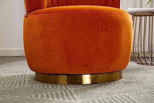 Sillón giratorio redondo moderno naranja terciopelo miniatura 5
